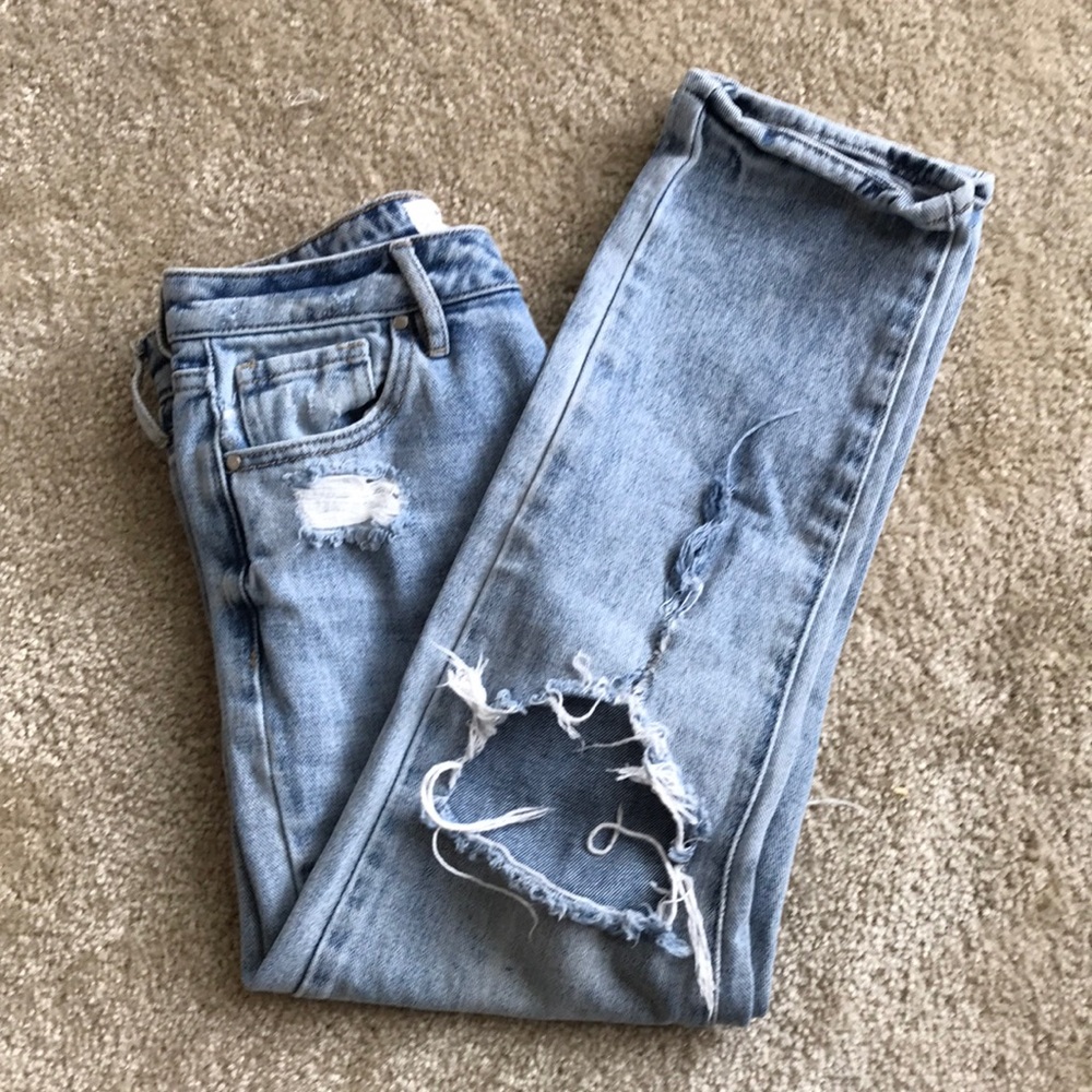 Pacsun ripped mom jeans light washed denim size 25